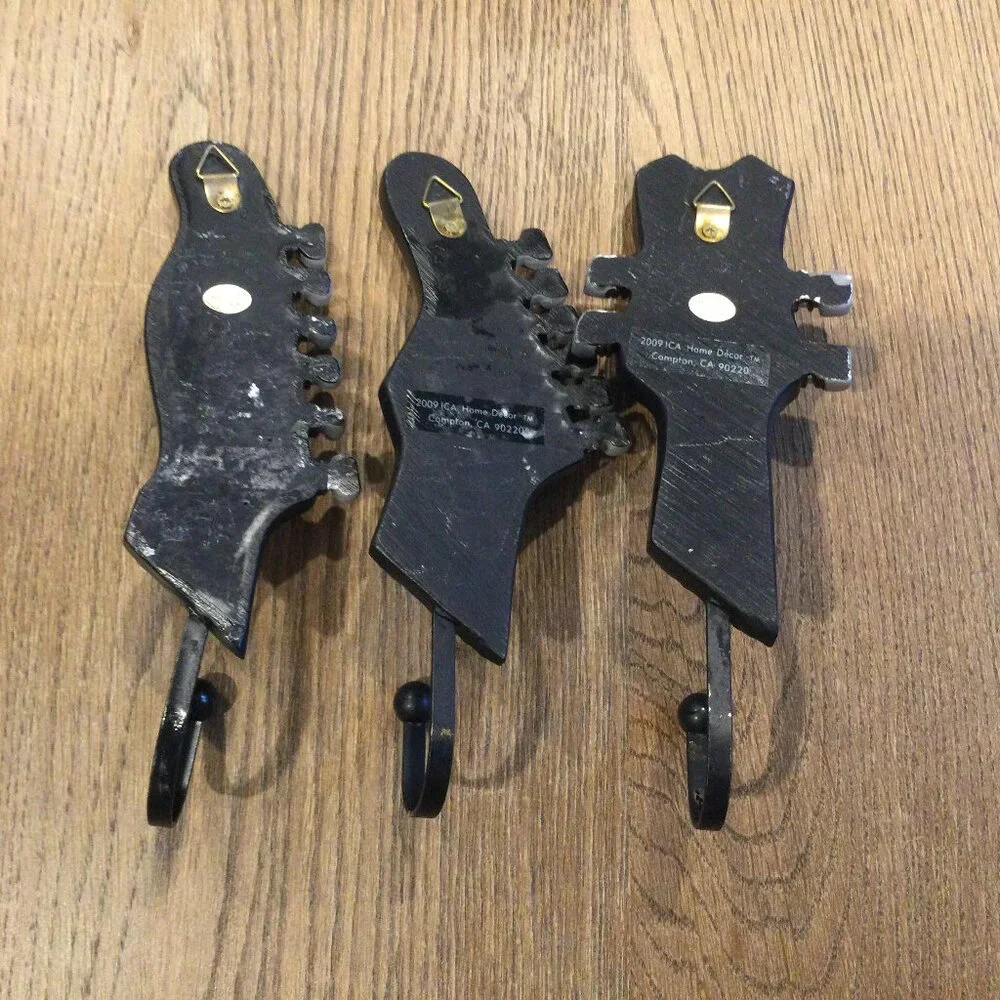 Guitar Wall Hooks - Set of 3 Guitar Head Coat Hanger Hooks, Music Rock Retro